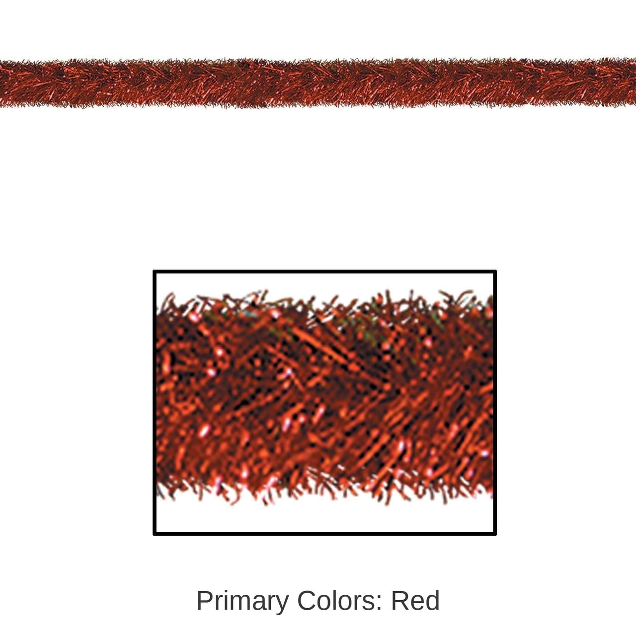 Bulk 100 ft Christmas Red Tinsel Garland - Fire Resistant