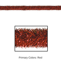 Bulk 100 ft Christmas Red Tinsel Garland - Fire Resistant