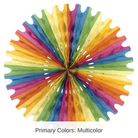 12 Pack Bulk Party Tissue Fan - multi-color