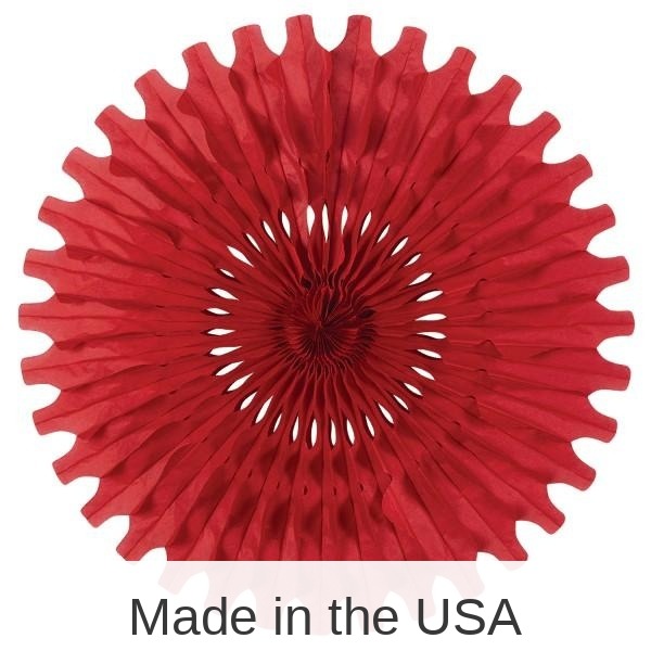 12 Pack Bulk Party Tissue Fan - red