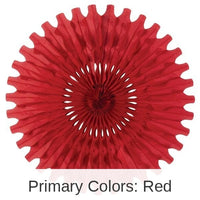 12 Pack Bulk Party Tissue Fan - red