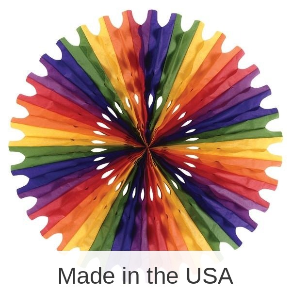 12 Pack Bulk Party Tissue Fan - rainbow