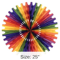 12 Pack Bulk Party Tissue Fan - rainbow