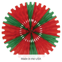 12 Pack Bulk Christmas Tissue Fan - red/green