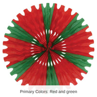 12 Pack Bulk Christmas Tissue Fan - red/green