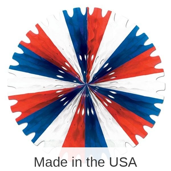 12 Pack Bulk Tissue Party Fan - red - white - blue