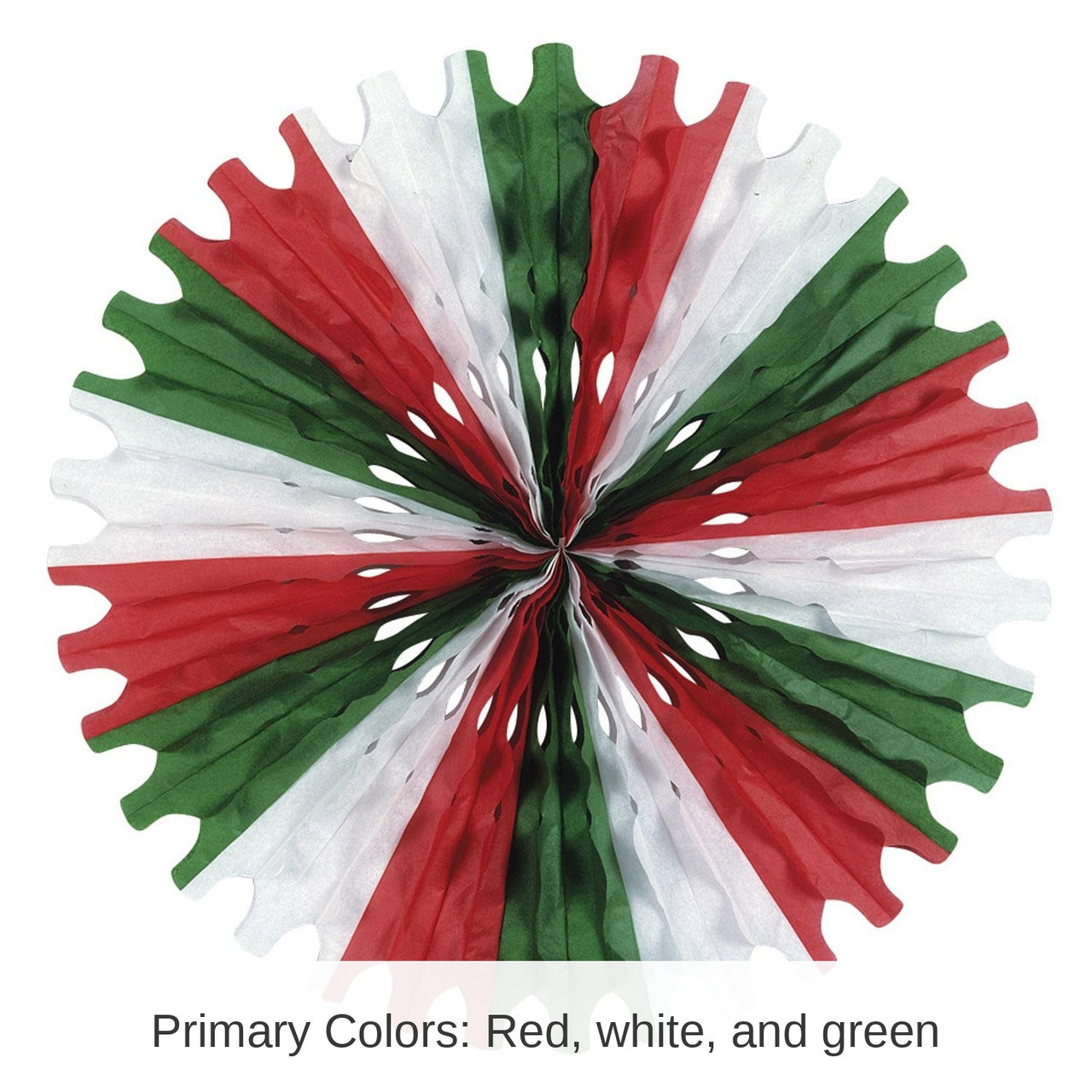12 Pack Bulk Fiesta Tissue Fan - red - white - green