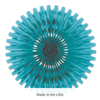 12 Pack Bulk Party Tissue Fan - turquoise