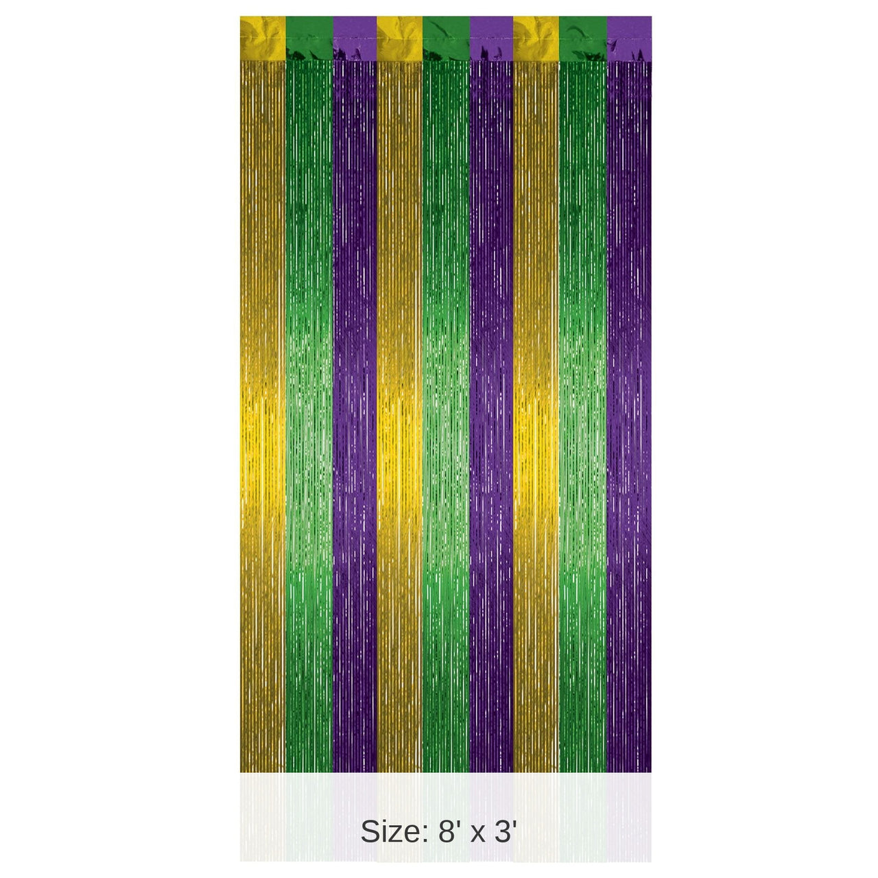 6 Pack Bulk Mardi Gras 1-Ply Gleam 'N Curtain - gold - green - purple