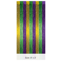 6 Pack Bulk Mardi Gras 1-Ply Gleam 'N Curtain - gold - green - purple