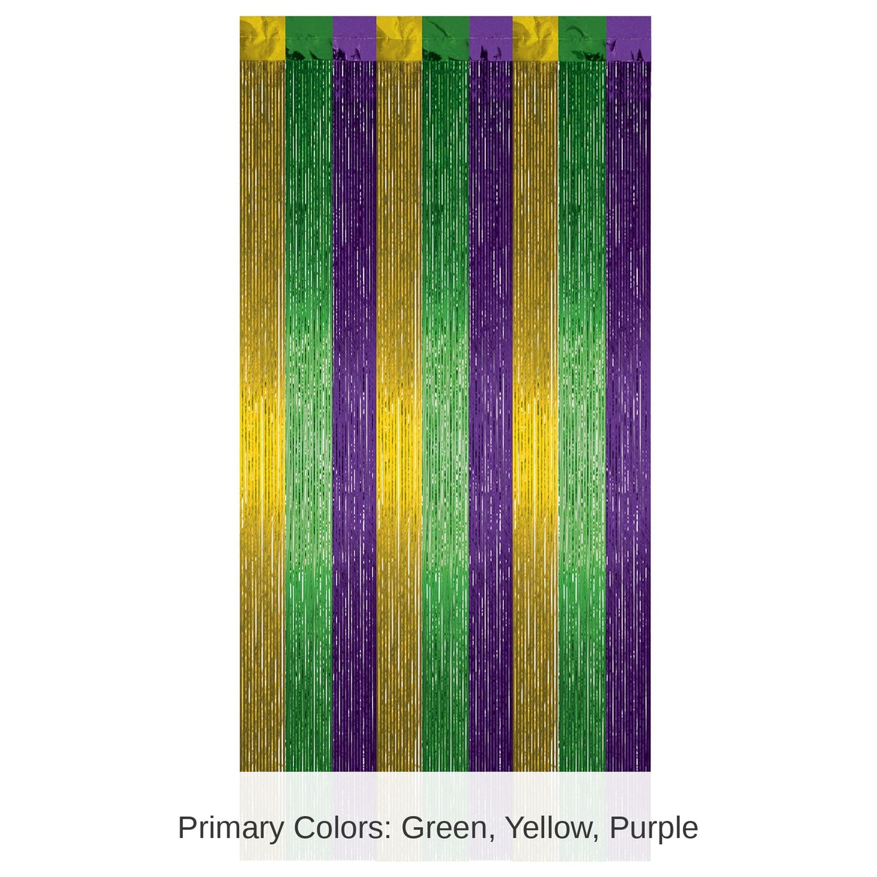 6 Pack Bulk Mardi Gras 1-Ply Gleam 'N Curtain - gold - green - purple