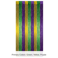 6 Pack Bulk Mardi Gras 1-Ply Gleam 'N Curtain - gold - green - purple