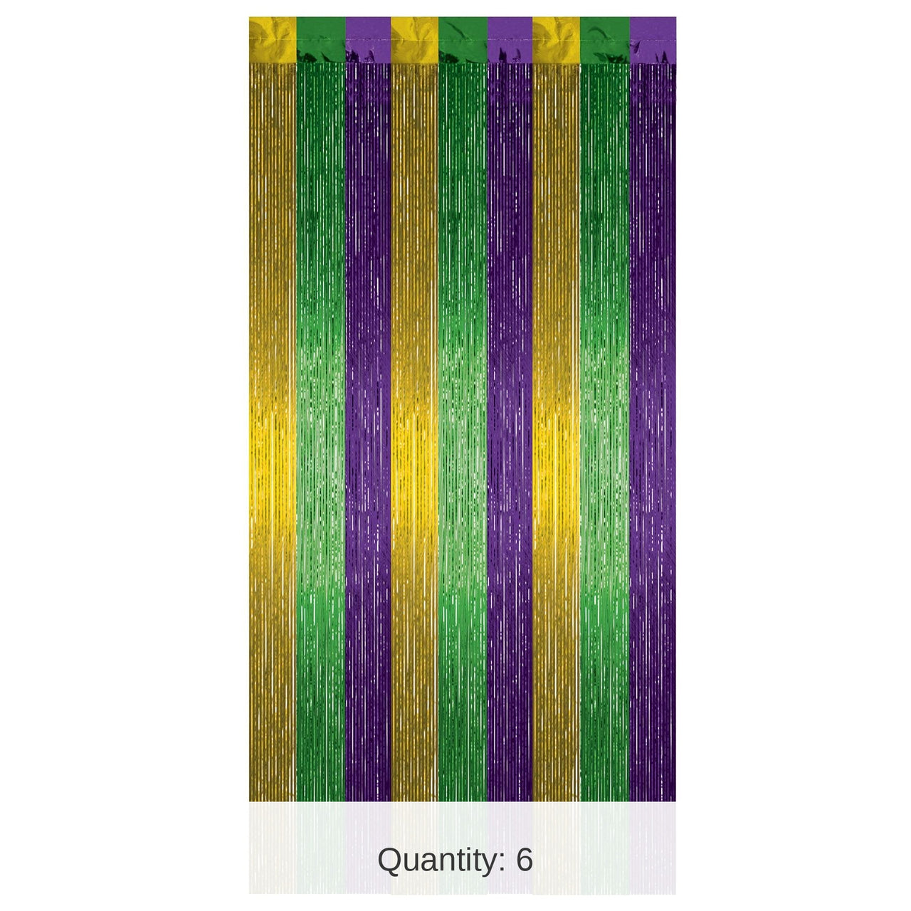 6 Pack Bulk Mardi Gras 1-Ply Gleam 'N Curtain - gold - green - purple