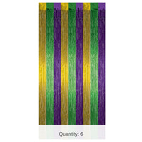 6 Pack Bulk Mardi Gras 1-Ply Gleam 'N Curtain - gold - green - purple