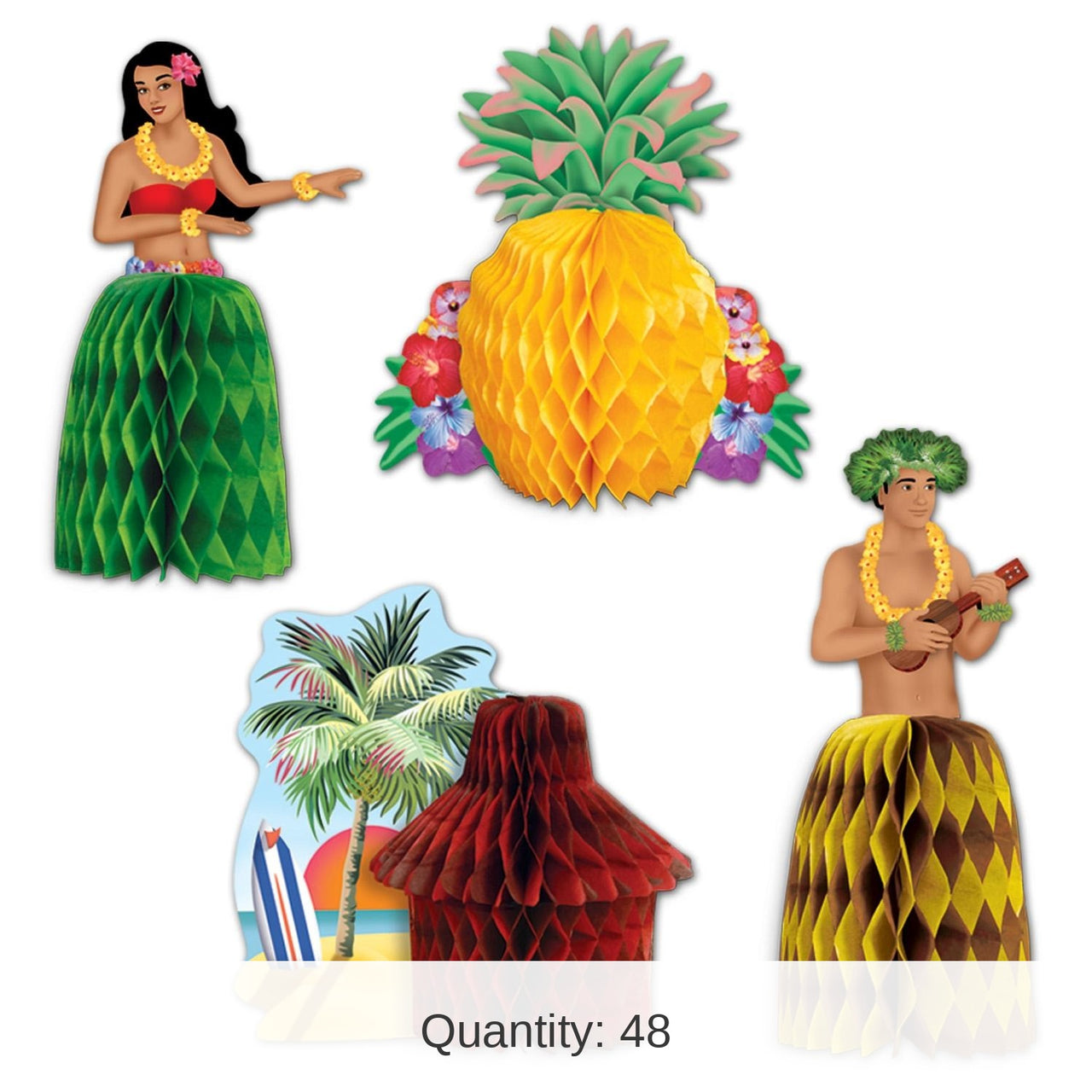 48 Pack Bulk Luau Mini Centerpieces
