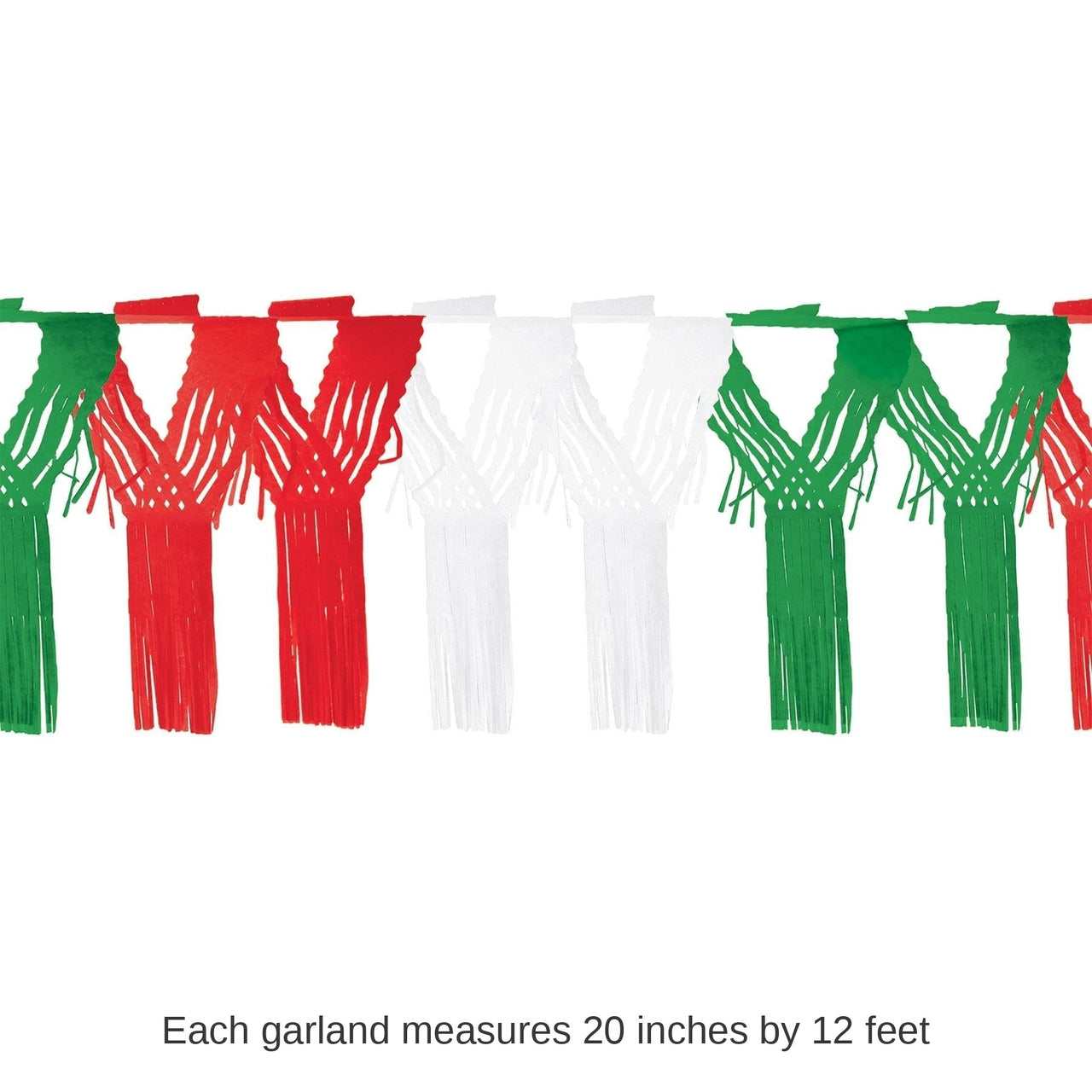 12 Pack Bulk Fiesta Drop Fringe Garland - red - white - green