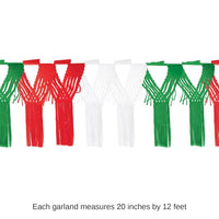 12 Pack Bulk Fiesta Drop Fringe Garland - red - white - green