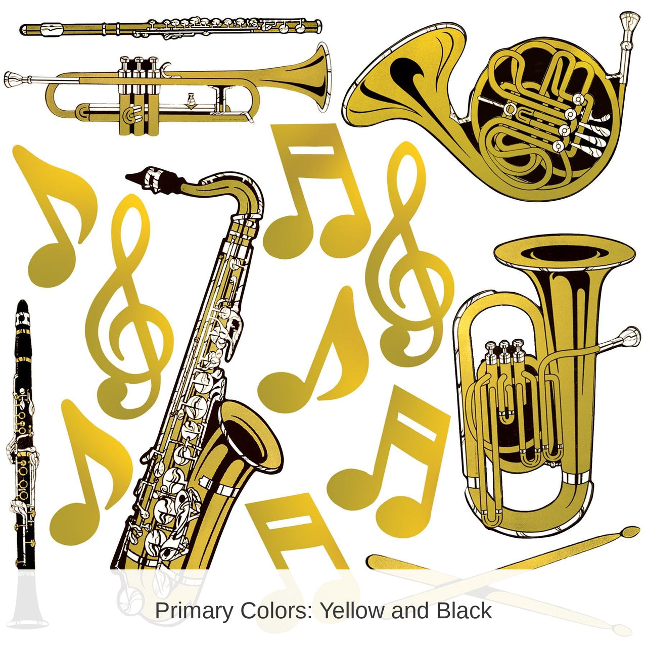 180 Piece Bulk Gold Foil Musical Instruments Party Cutouts