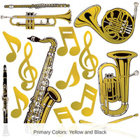 180 Piece Bulk Gold Foil Musical Instruments Party Cutouts