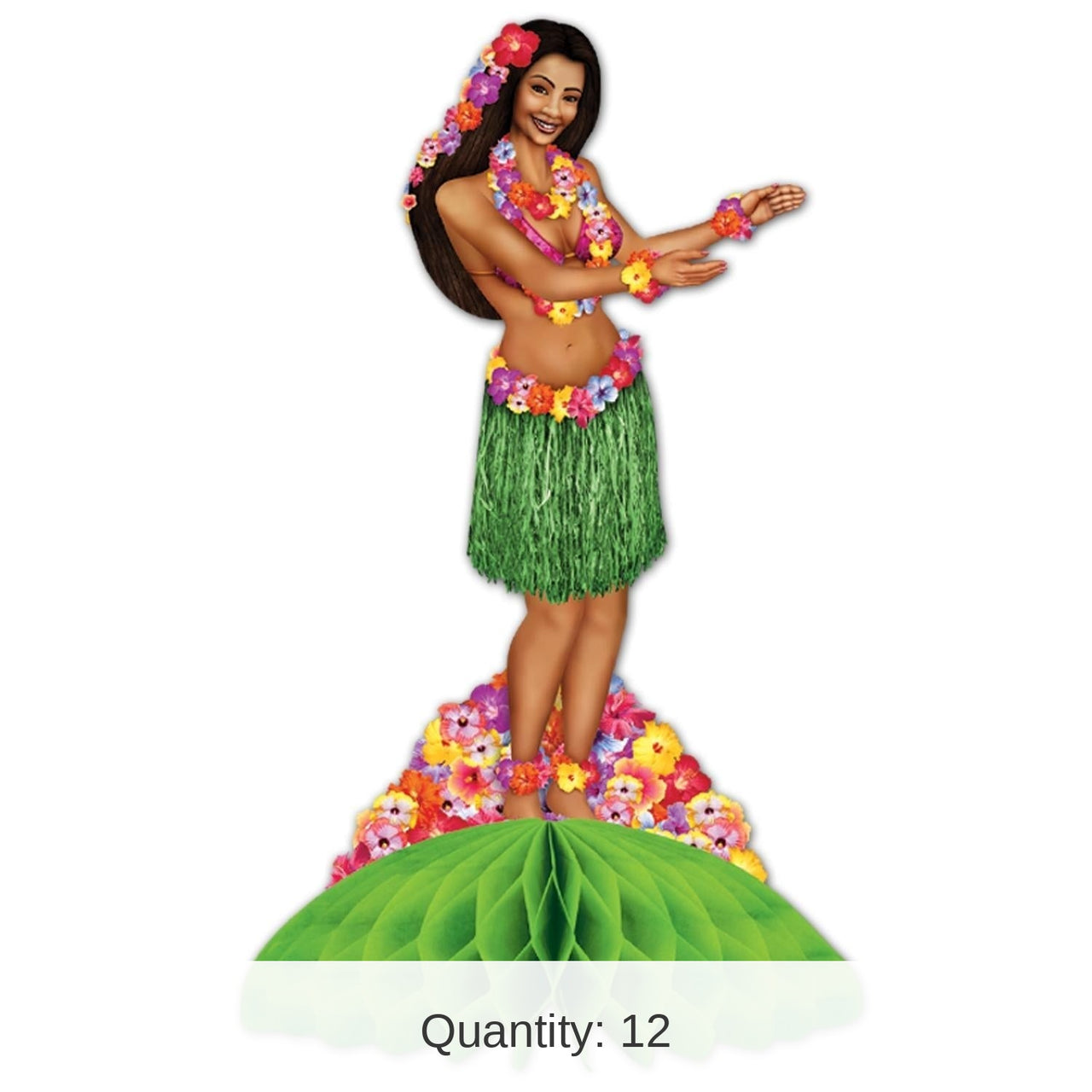 12 Pack Bulk Luau Party Hula Centerpiece