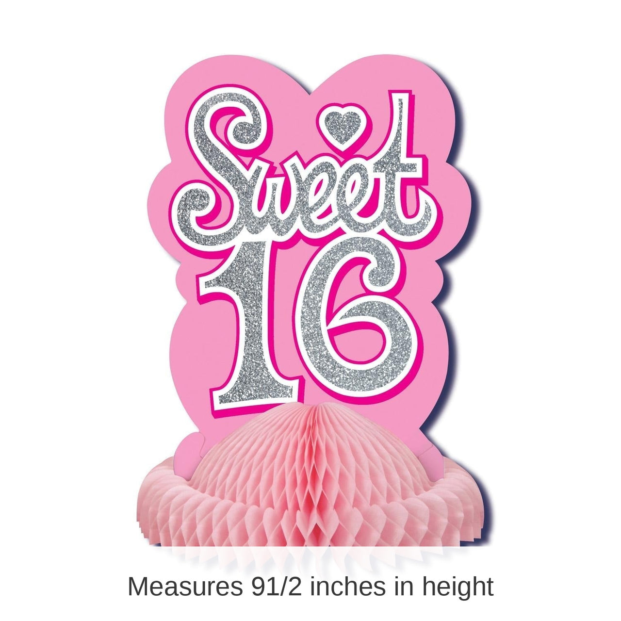 12 Pack Bulk Sweet 16 Birthday Party Centerpiece- Pink with Glitter