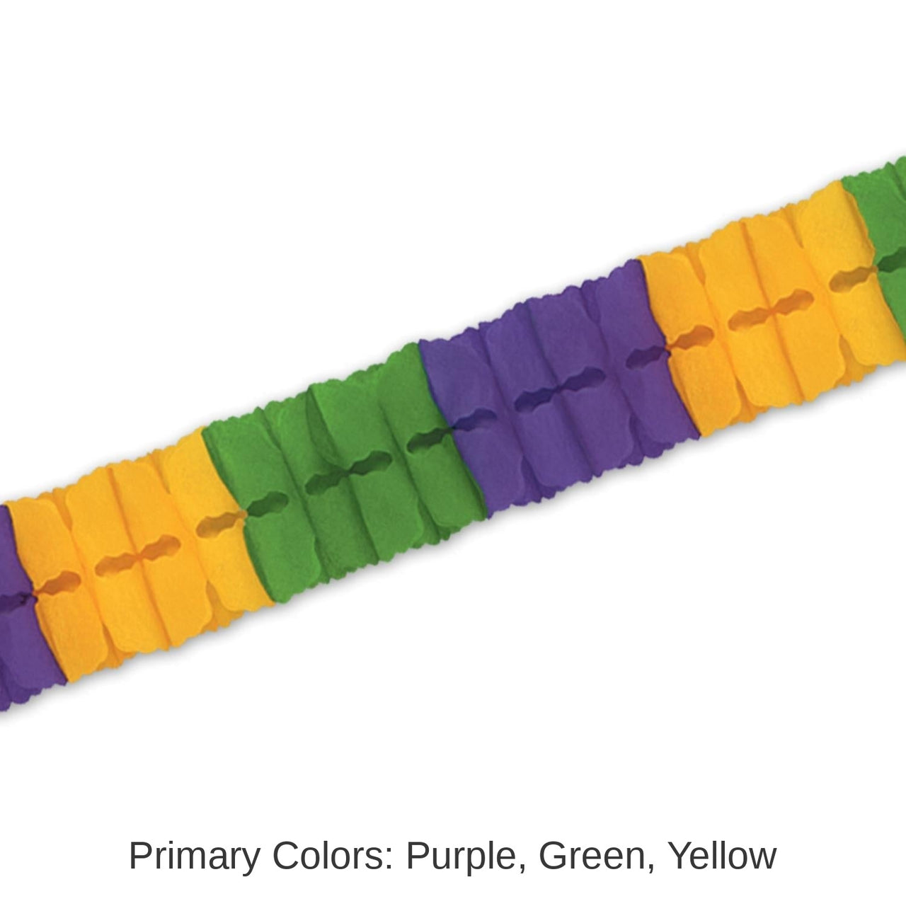 12 Pack Bulk Mardi Gras Packaged Leaf Garland - golden-yellow - green - purple
