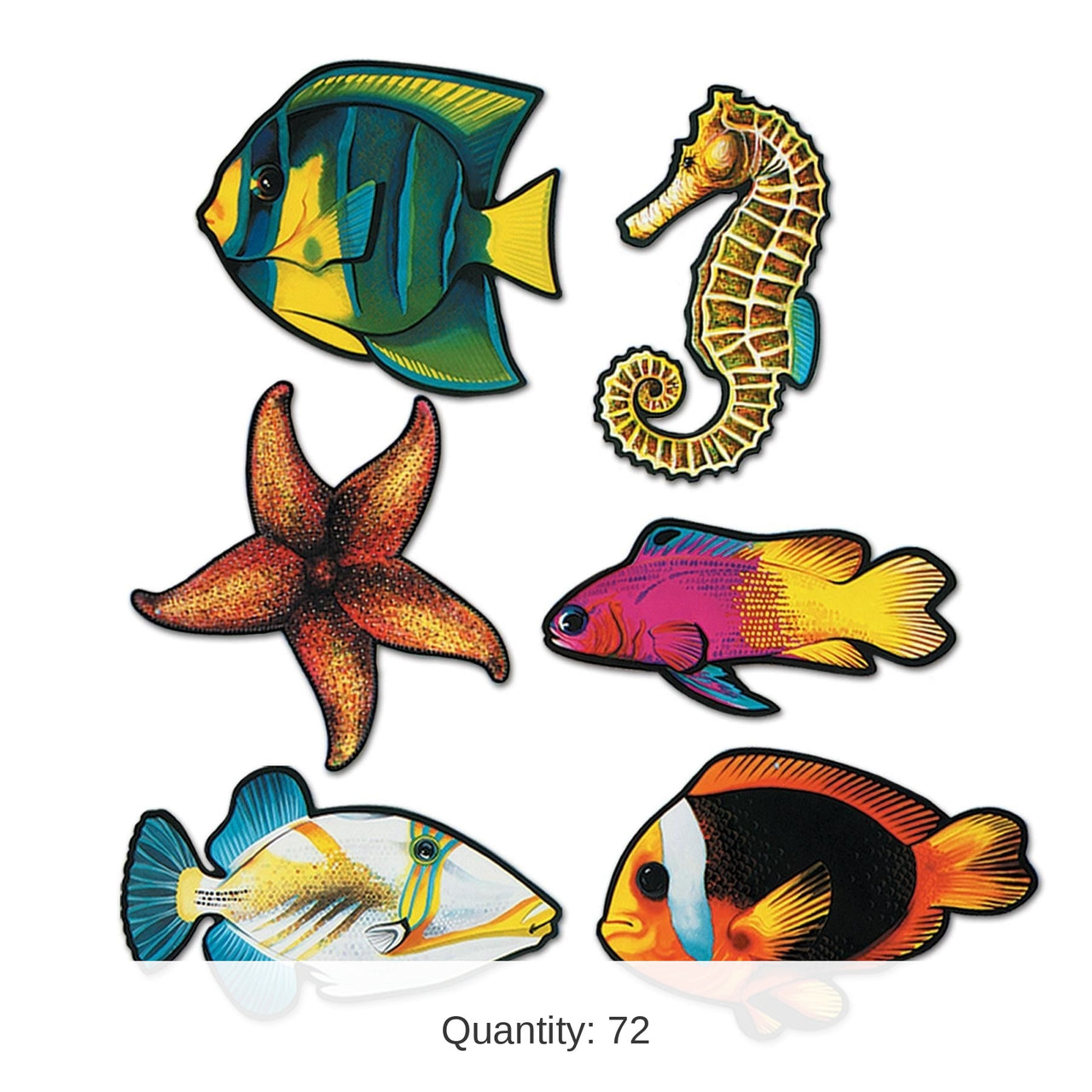 72 Pack Bulk Luau Party Fish Cutouts