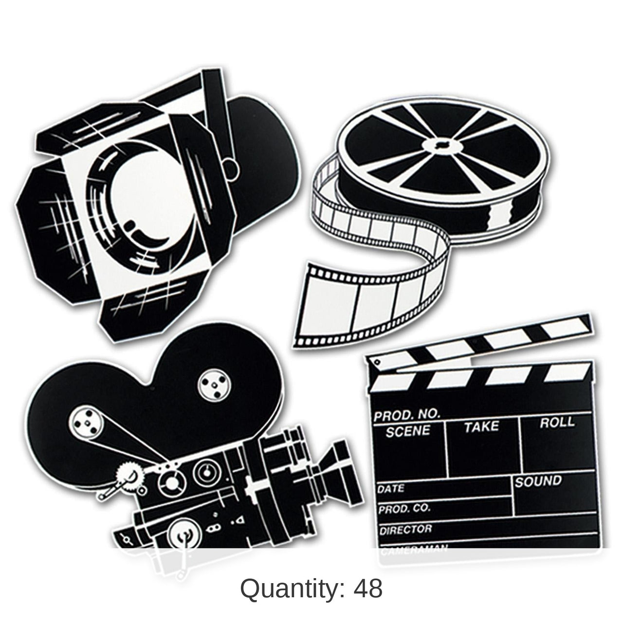 48 Pack Bulk Movie Set Party Cutouts- Black