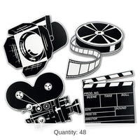 48 Pack Bulk Movie Set Party Cutouts- Black