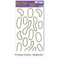 192 Piece Bulk Mardi Gras Bead Necklaces Peel 'N Place Clings