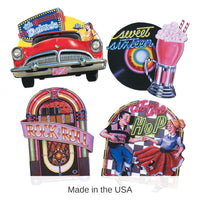 48 Pack Bulk Packaged Fabulous 50's Party Cutouts