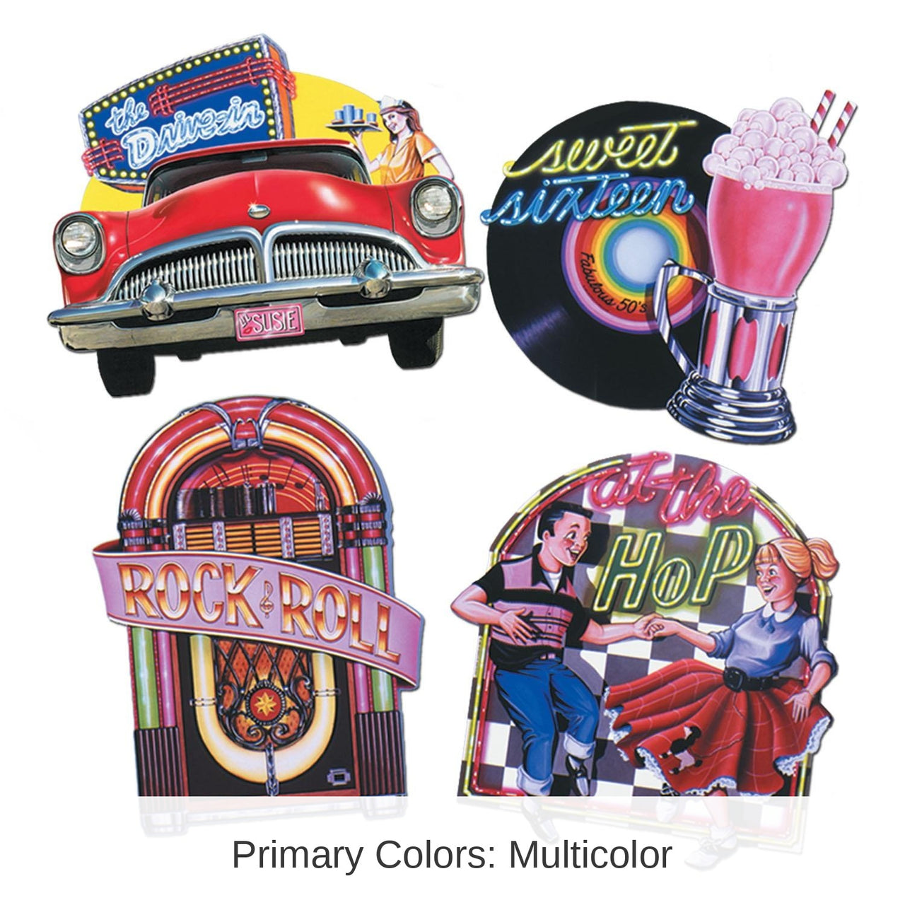 48 Pack Bulk Packaged Fabulous 50's Party Cutouts