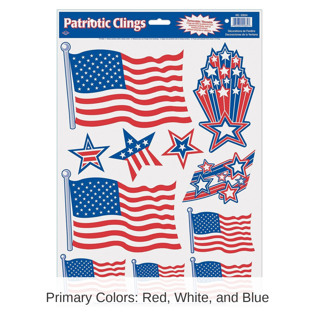 132 Piece Bulk Patriotic Party Clings