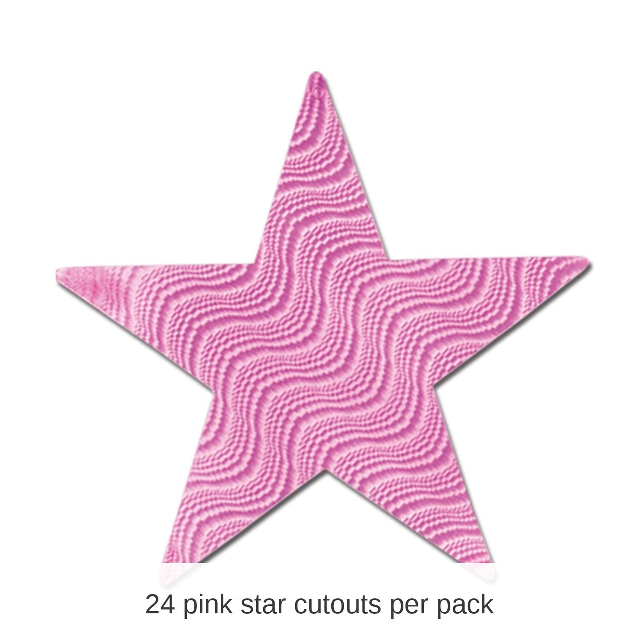 24 Pack Bulk 12" Embossed Foil Star Cutout - Pink