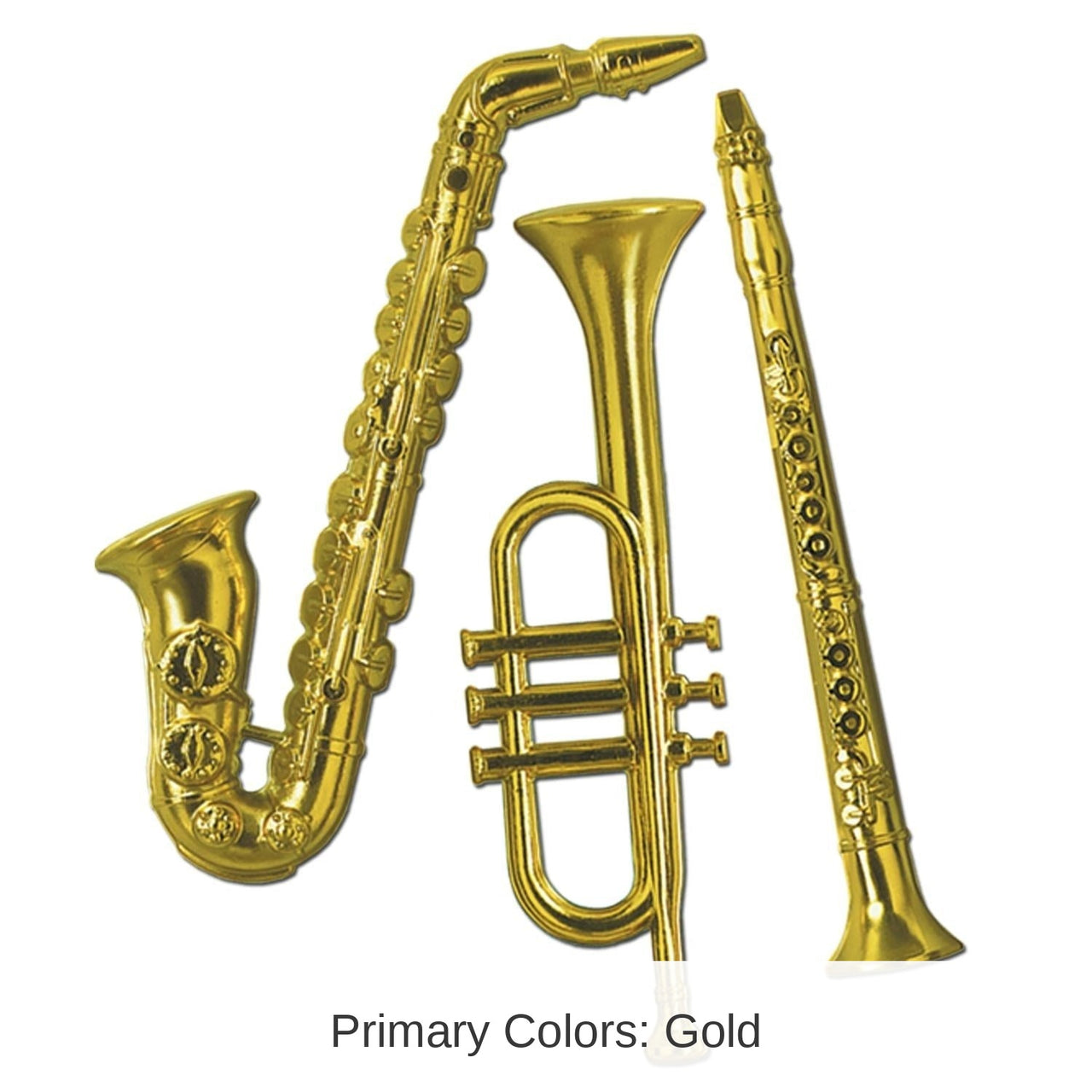 36 Pack Bulk Gold Plastic Musical Party Instruments 1 SIDED