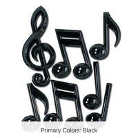 84 Piece Bulk Black Plastic Musical Party Notes