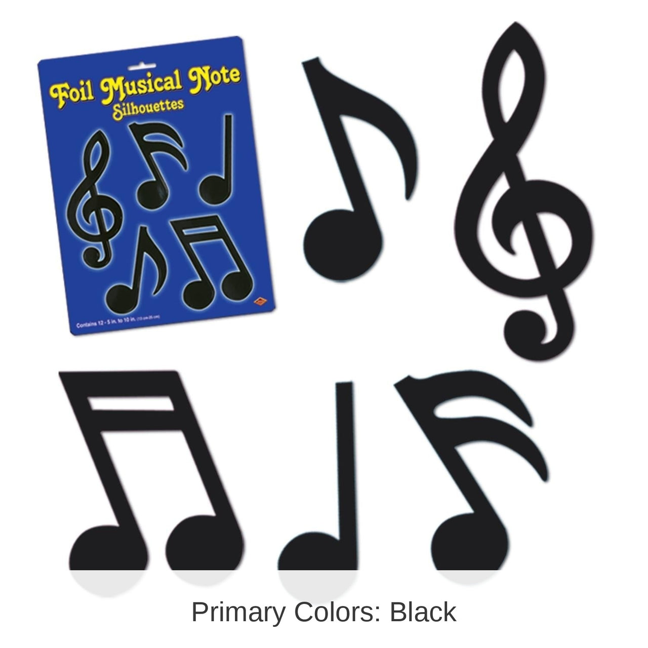 144 Piece Bulk Foil Musical Notes Party Silhouettes