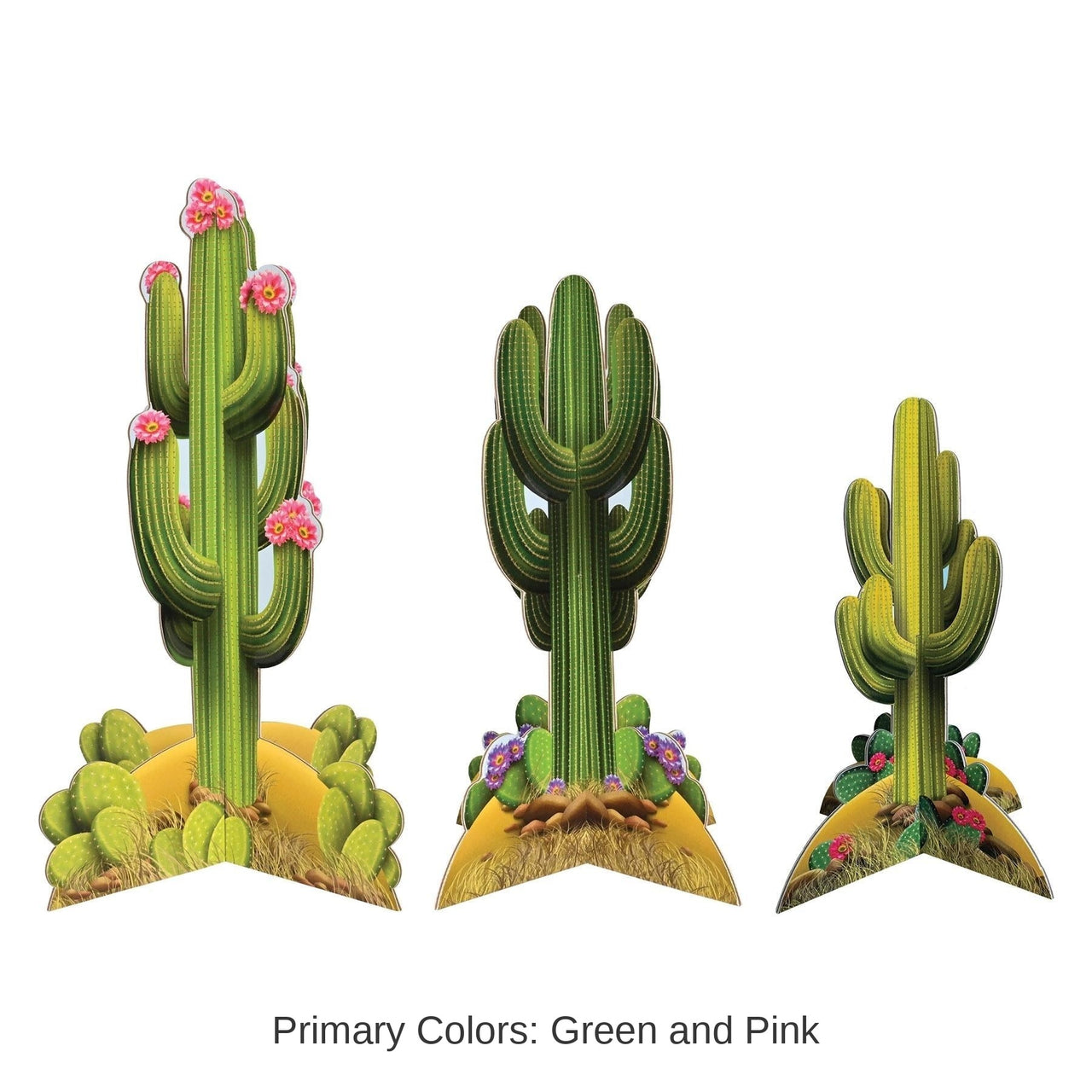12 Pack Bulk 3-D Cactus Party Centerpieces