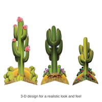 12 Pack Bulk 3-D Cactus Party Centerpieces