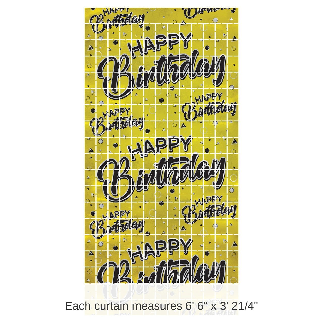 6 Pack Bulk Happy Birthday Party Metallic Square Curtain