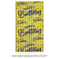 6 Pack Bulk Happy Birthday Party Metallic Square Curtain