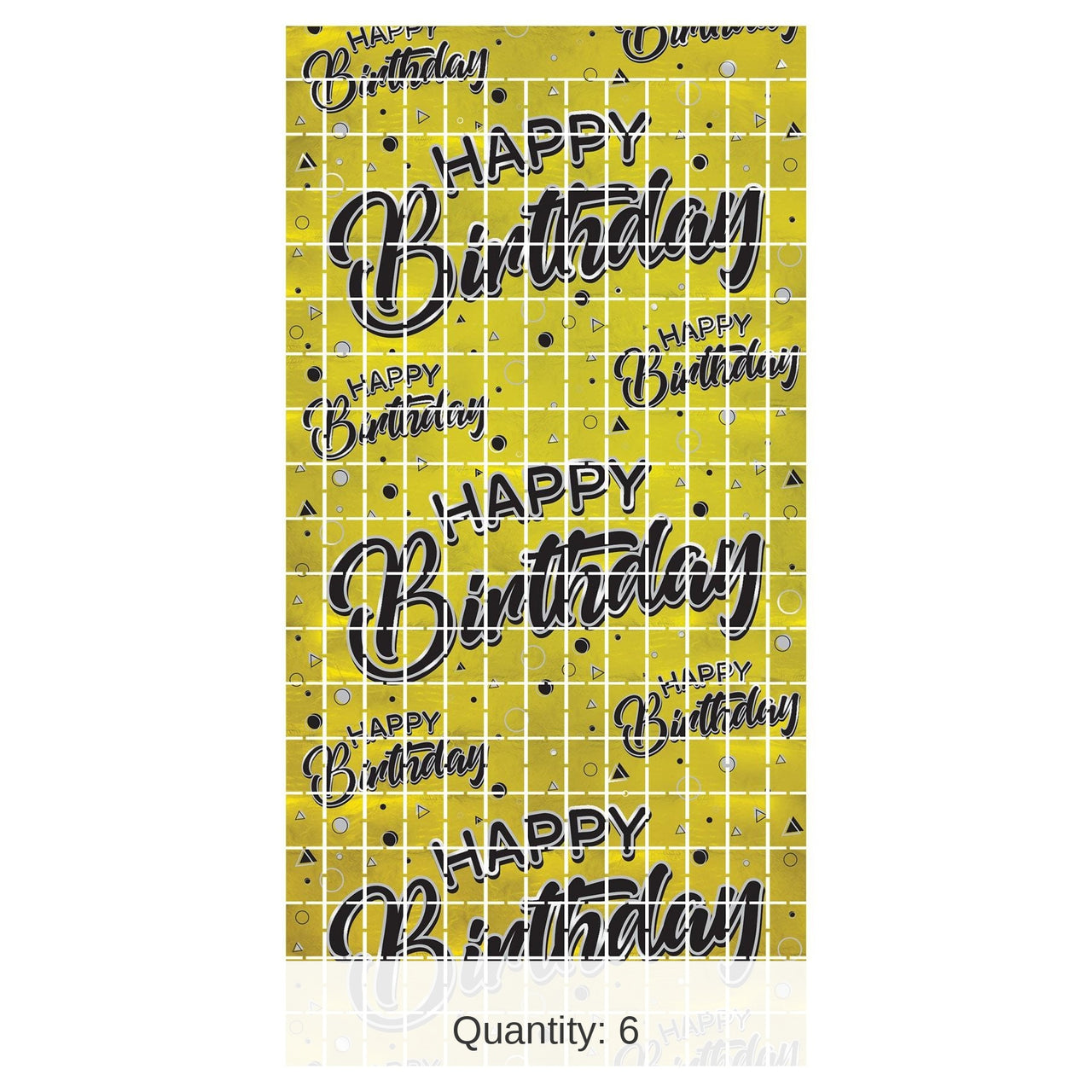 6 Pack Bulk Happy Birthday Party Metallic Square Curtain