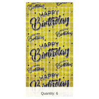 6 Pack Bulk Happy Birthday Party Metallic Square Curtain