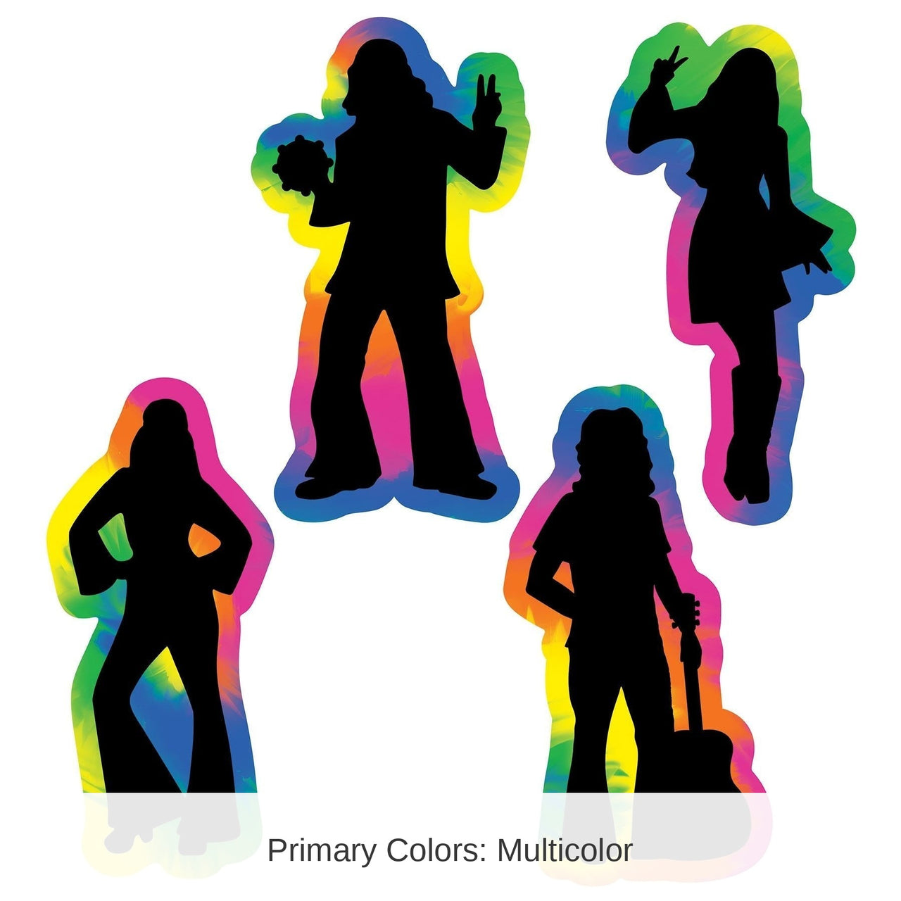 48 Piece Bulk 60's Hippie Party Silhouettes
