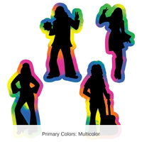 48 Piece Bulk 60's Hippie Party Silhouettes