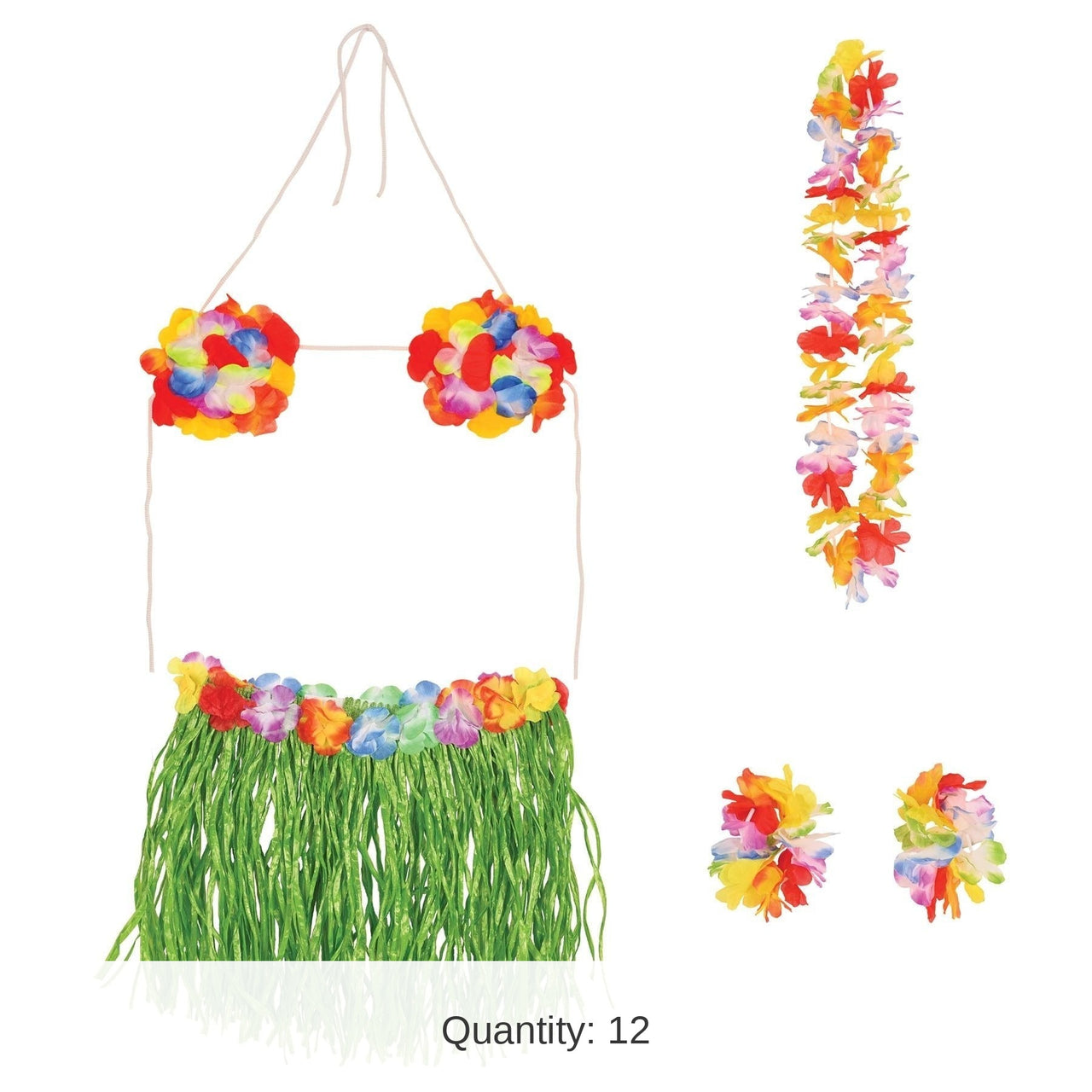 12 Pack Bulk Luau Party Adult Hula Set