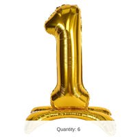 6 Pack Bulk Self-Standing Balloon Number 1
