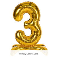6 Pack Bulk Self-Standing Balloon Number 3