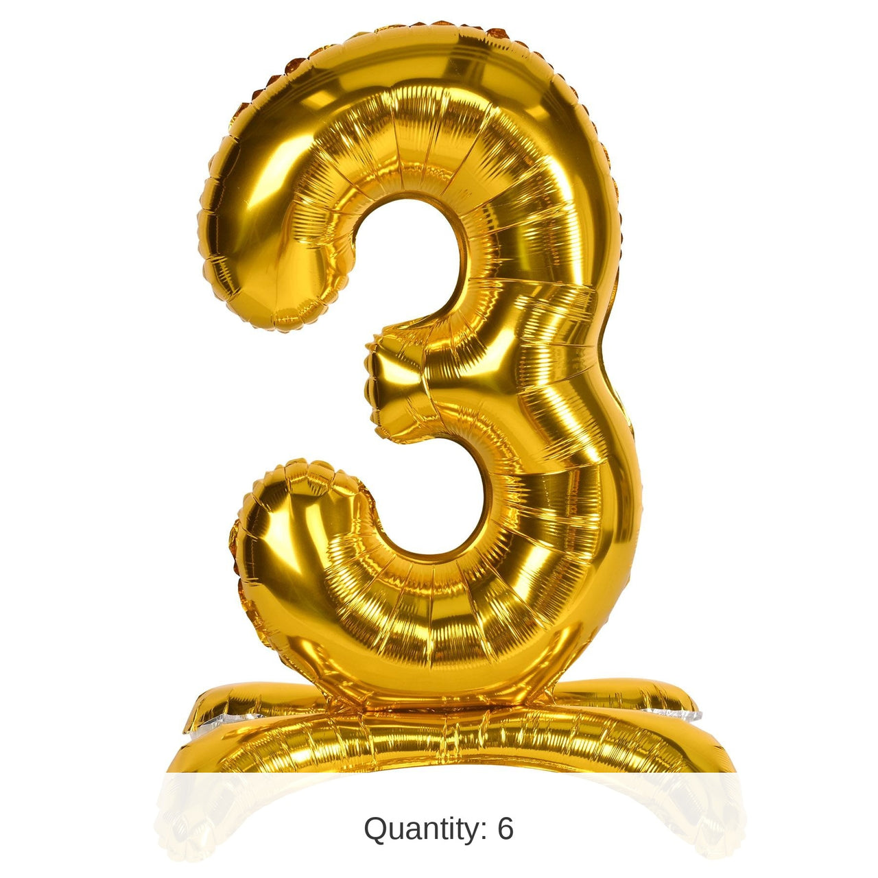 6 Pack Bulk Self-Standing Balloon Number 3