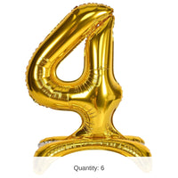 6 Pack Bulk Self-Standing Balloon Number 4